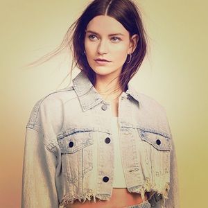 Denim X Alexander Wang Blaze Crop Denim Jacket